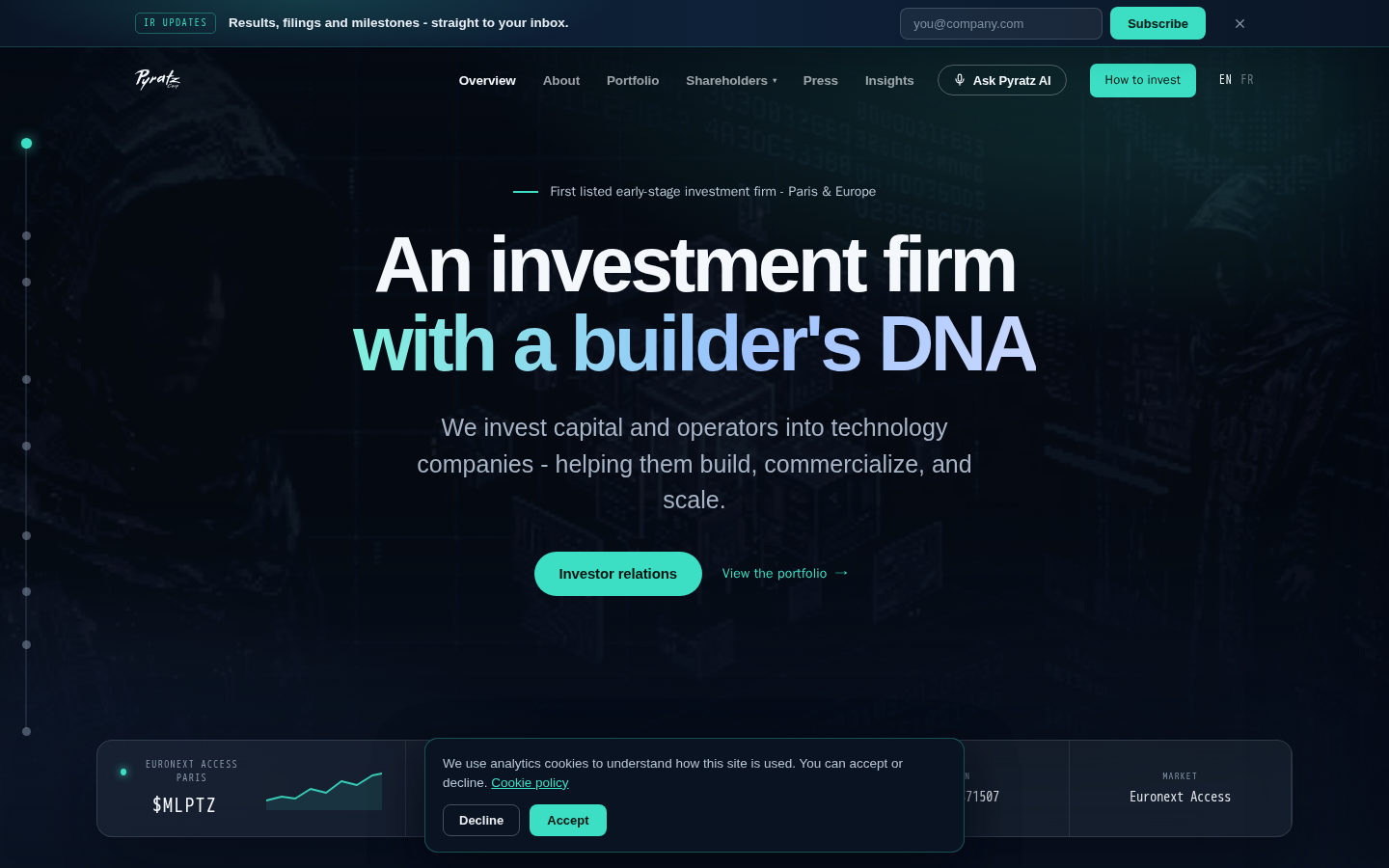 Actual PTZLlandingpage English investor-relations page captured by Agentic QA
